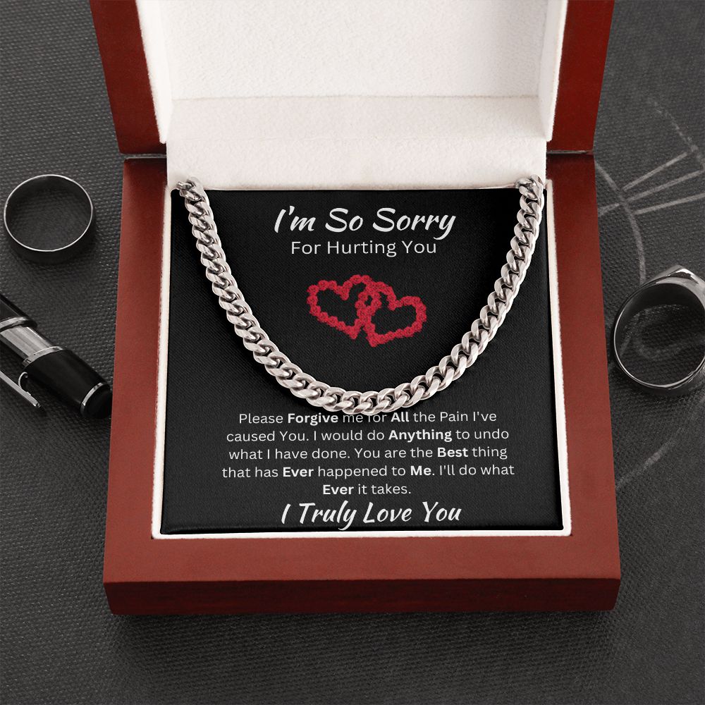 I'M SO SORRY - CUBAN LINK UNISEX CHAIN - (BLK)