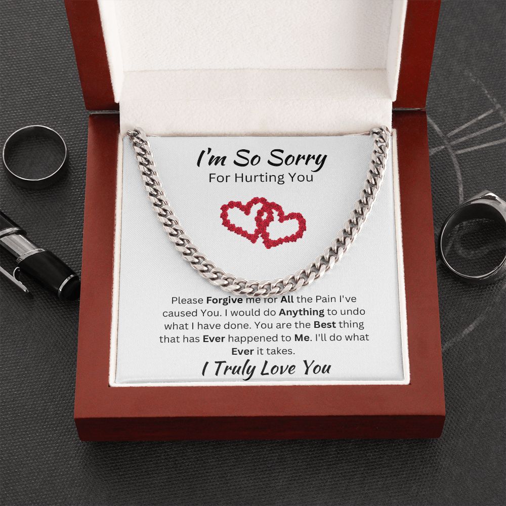 I'M SO SORRY - CUBAN LINK UNISEX CHAIN - (WHITE)