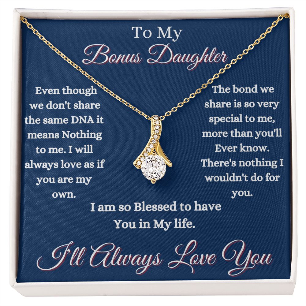 DAUGHTER - TO MY BONUS DAUGHTER - ALLURING BEAUTY NECKLACE - (BLUE)