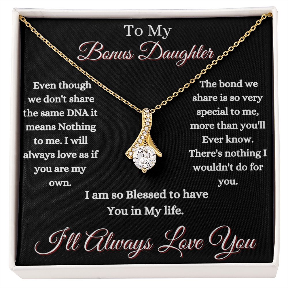 DAUGHTER - TO MY BONUS DAUGHTER - ALLURING BEAUTY NECKLACE - (BLK)