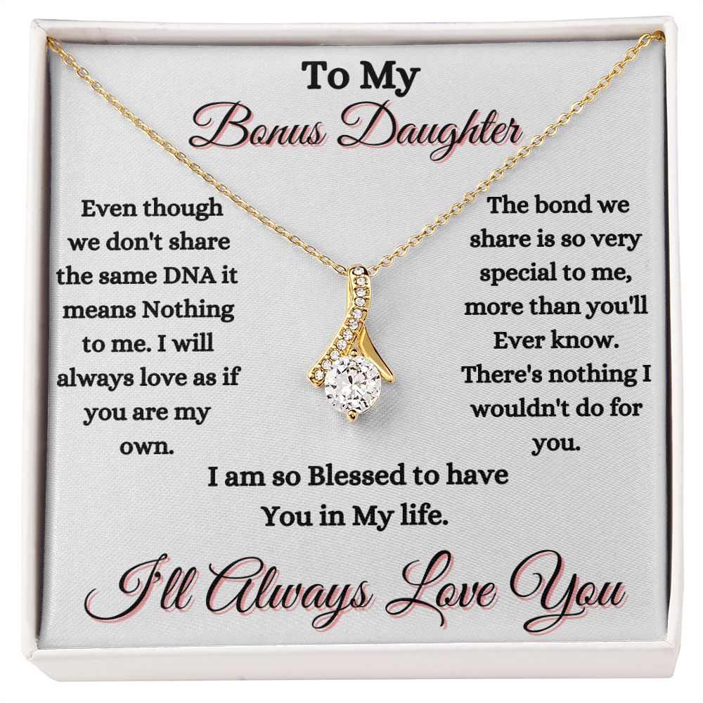 DAUGHTER - TO MY BONUS DAUGHTER - ALLURING BEAUTY NECKLACE - (WHITE)