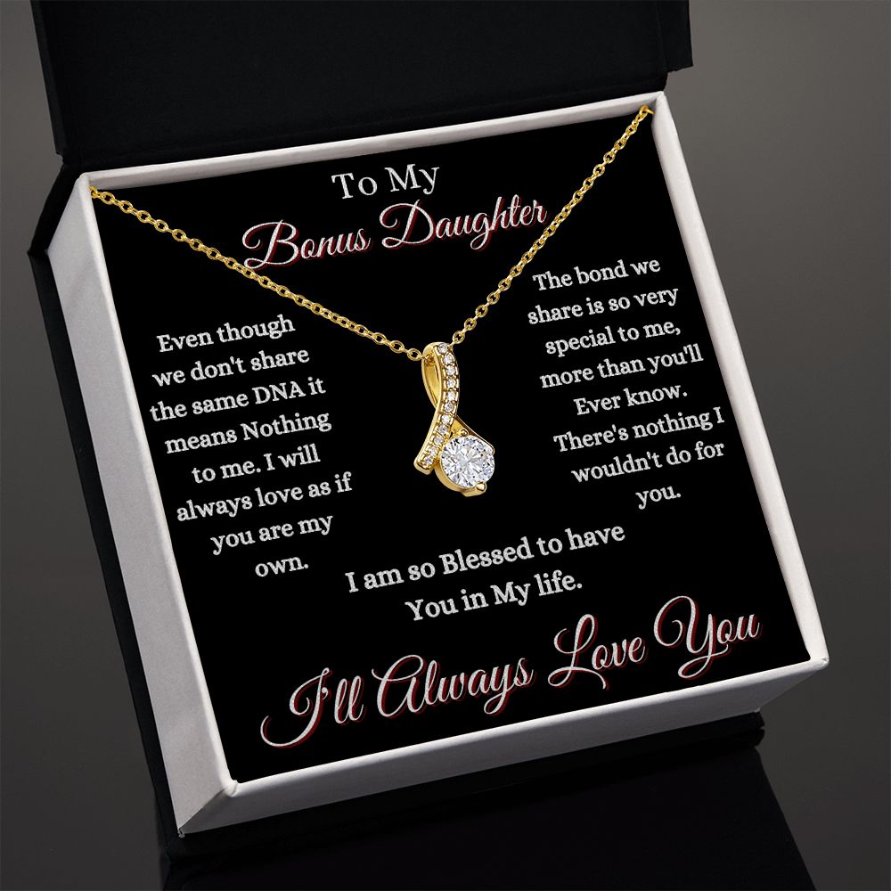 DAUGHTER - TO MY BONUS DAUGHTER - ALLURING BEAUTY NECKLACE - (BLK)