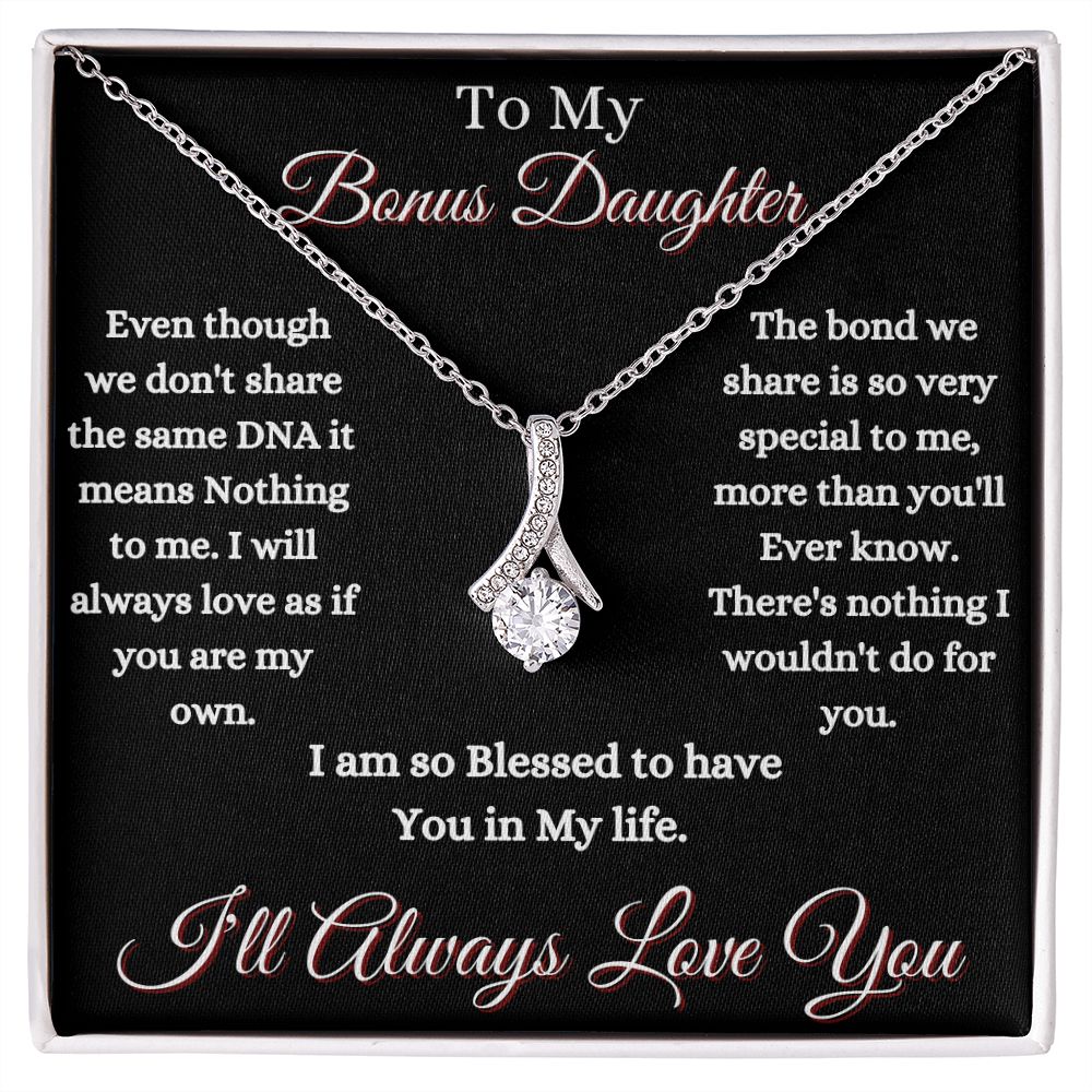 DAUGHTER - TO MY BONUS DAUGHTER - ALLURING BEAUTY NECKLACE - (BLK)