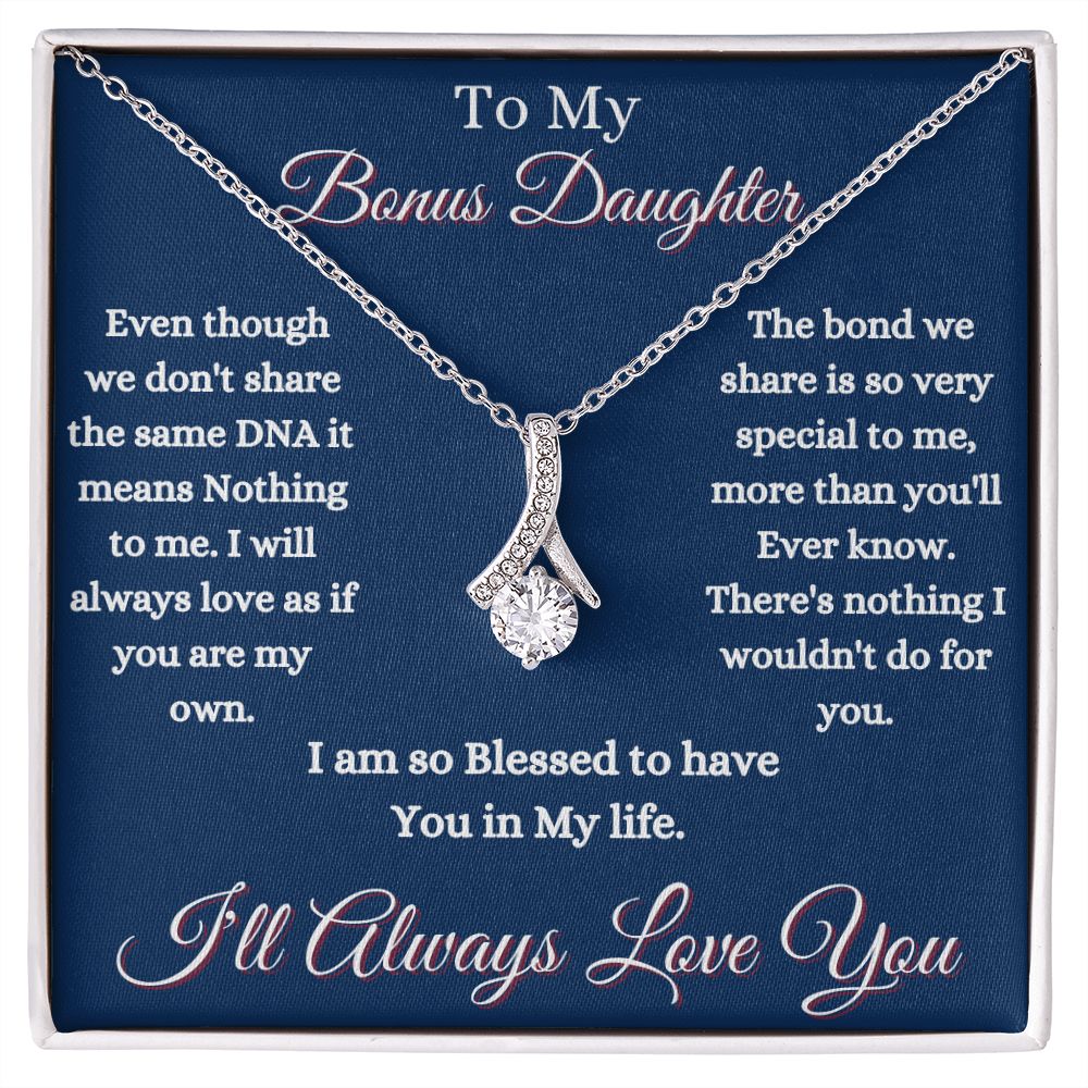 DAUGHTER - TO MY BONUS DAUGHTER - ALLURING BEAUTY NECKLACE - (BLUE)