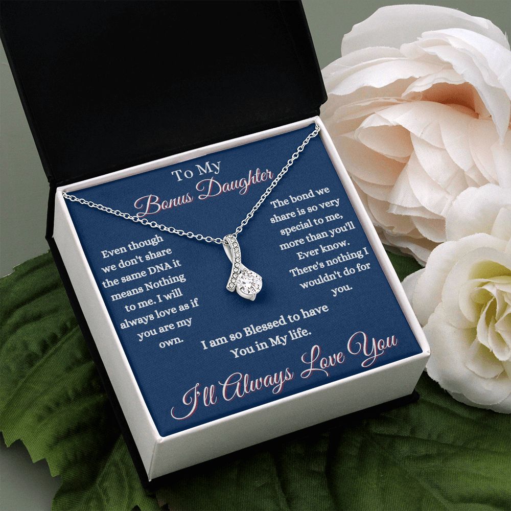 DAUGHTER - TO MY BONUS DAUGHTER - ALLURING BEAUTY NECKLACE - (BLUE)