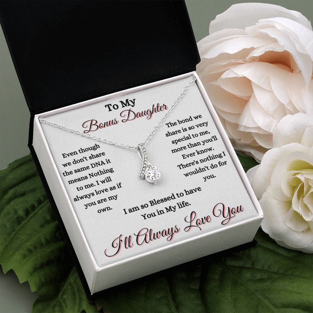 DAUGHTER - TO MY BONUS DAUGHTER - ALLURING BEAUTY NECKLACE - (WHITE)