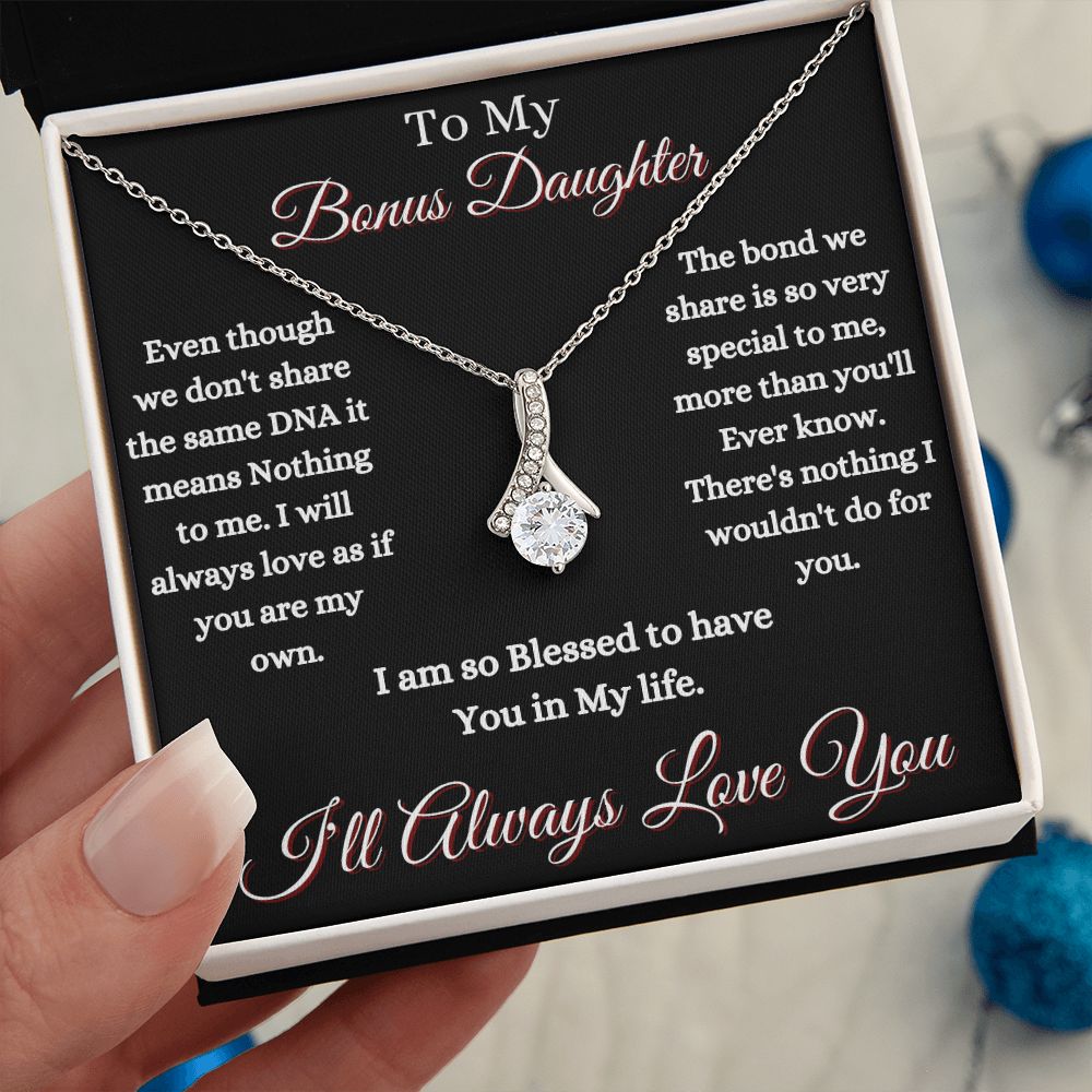 DAUGHTER - TO MY BONUS DAUGHTER - ALLURING BEAUTY NECKLACE - (BLK)