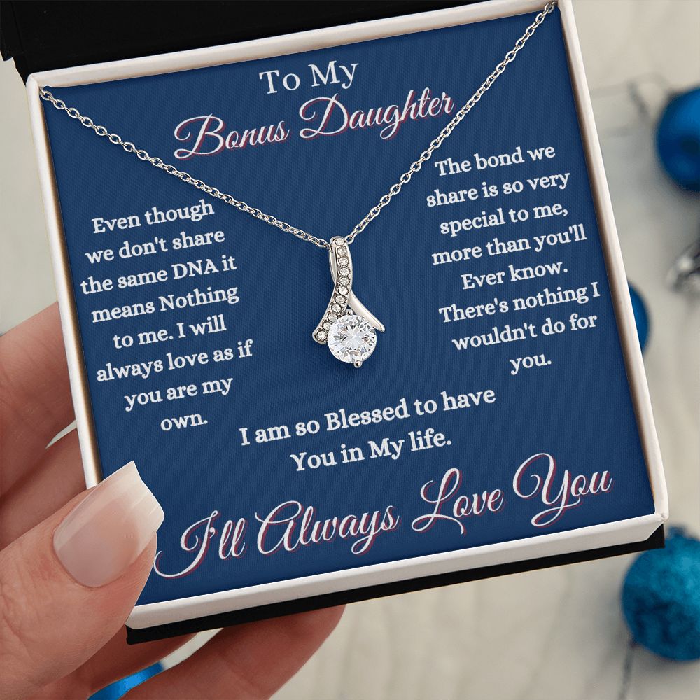 DAUGHTER - TO MY BONUS DAUGHTER - ALLURING BEAUTY NECKLACE - (BLUE)