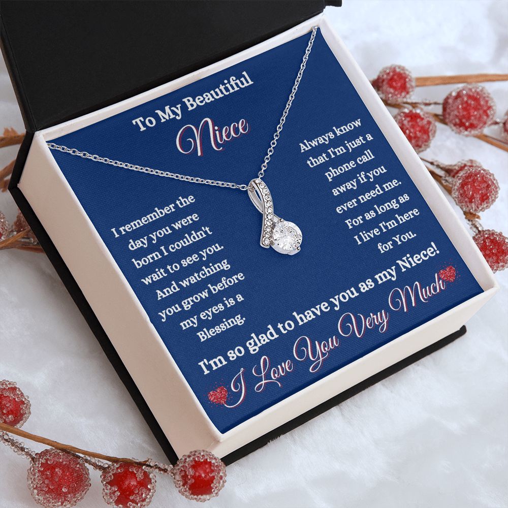 NIECE -TO MY BEAUTIFUL NIECE - ALLURING BEAUTY NECKLACE - (BLUE)