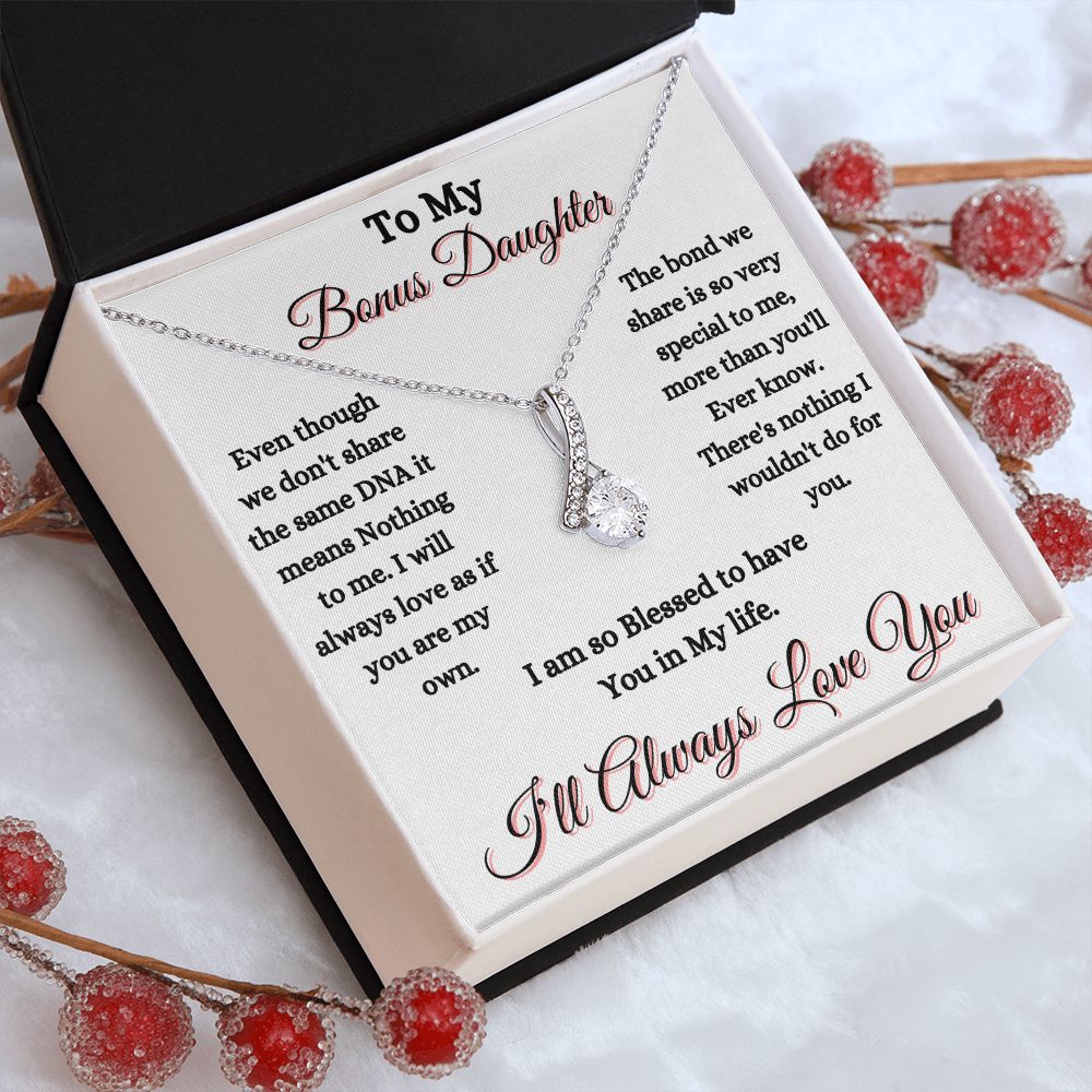 DAUGHTER - TO MY BONUS DAUGHTER - ALLURING BEAUTY NECKLACE - (WHITE)