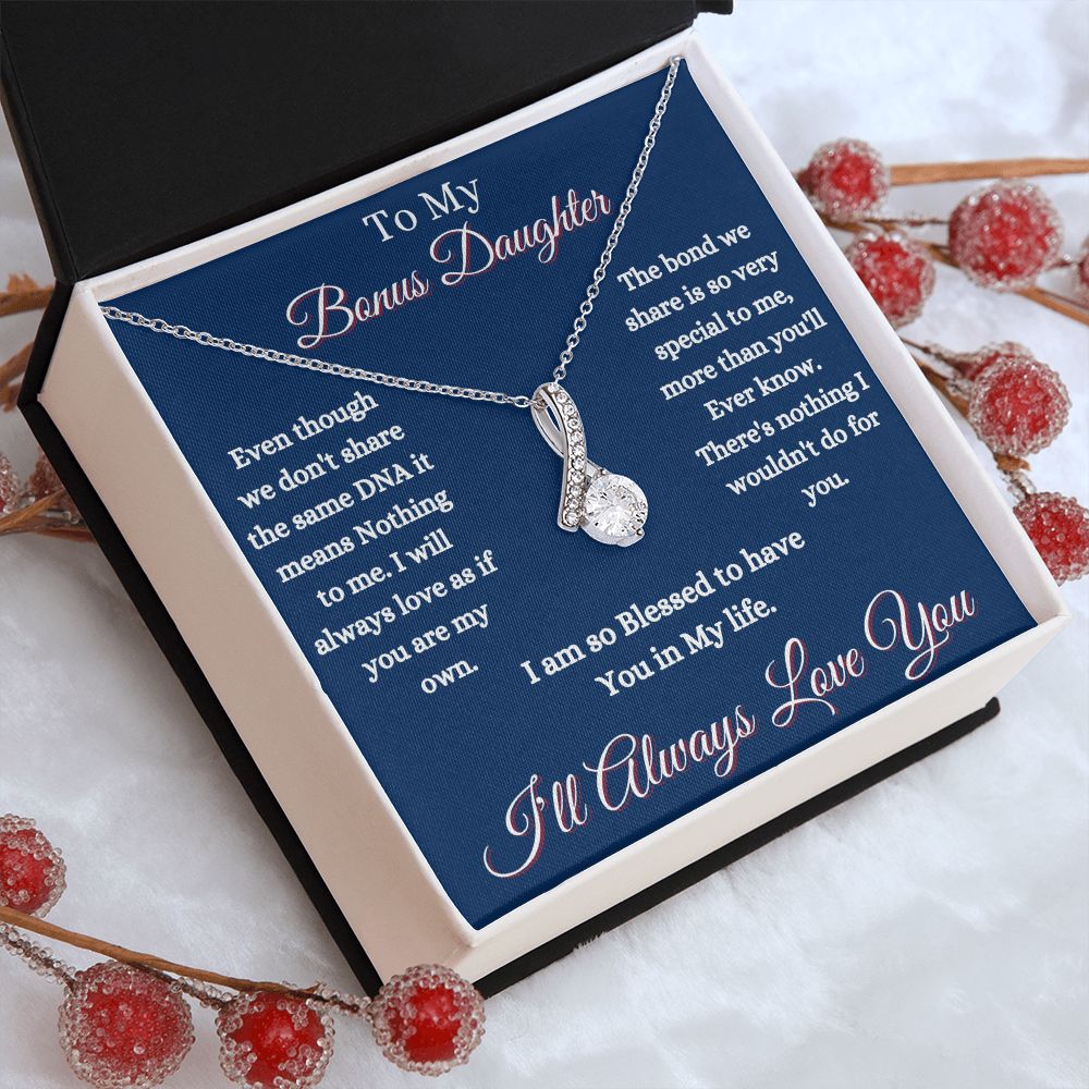 DAUGHTER - TO MY BONUS DAUGHTER - ALLURING BEAUTY NECKLACE - (BLUE)