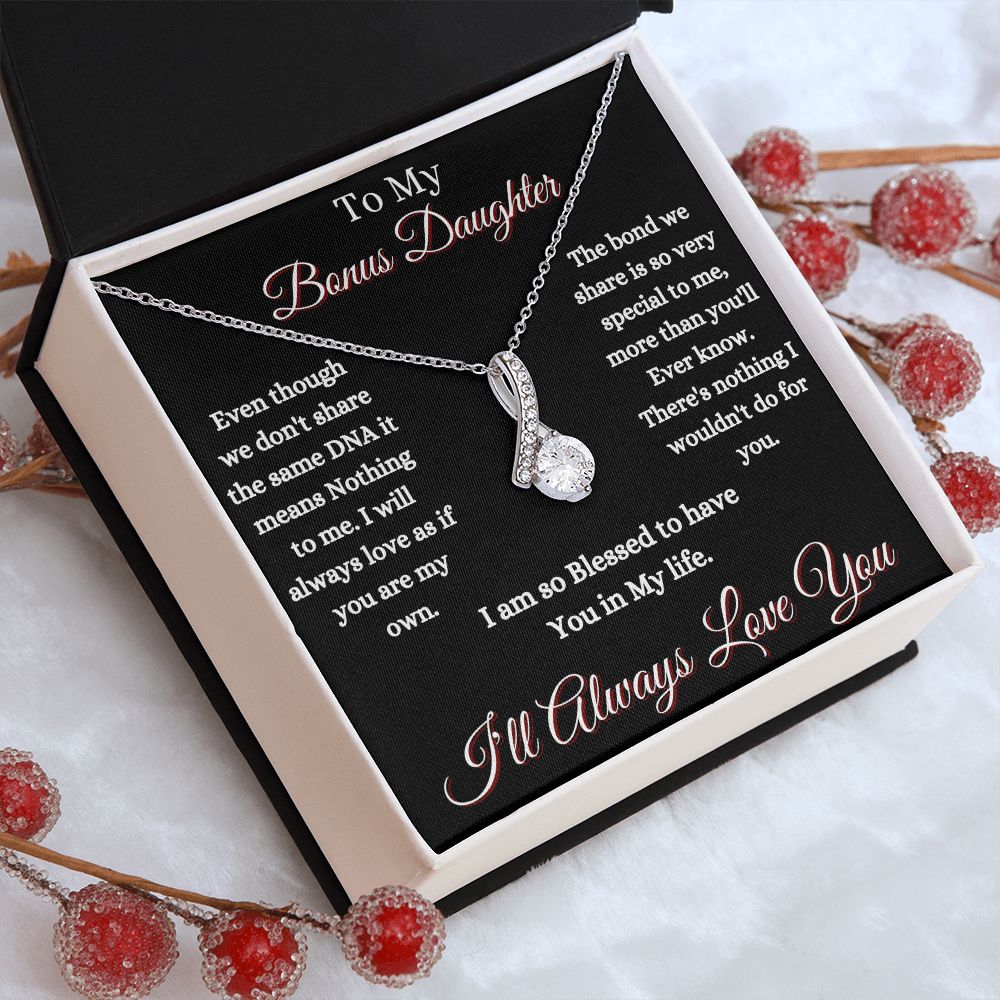DAUGHTER - TO MY BONUS DAUGHTER - ALLURING BEAUTY NECKLACE - (BLK)