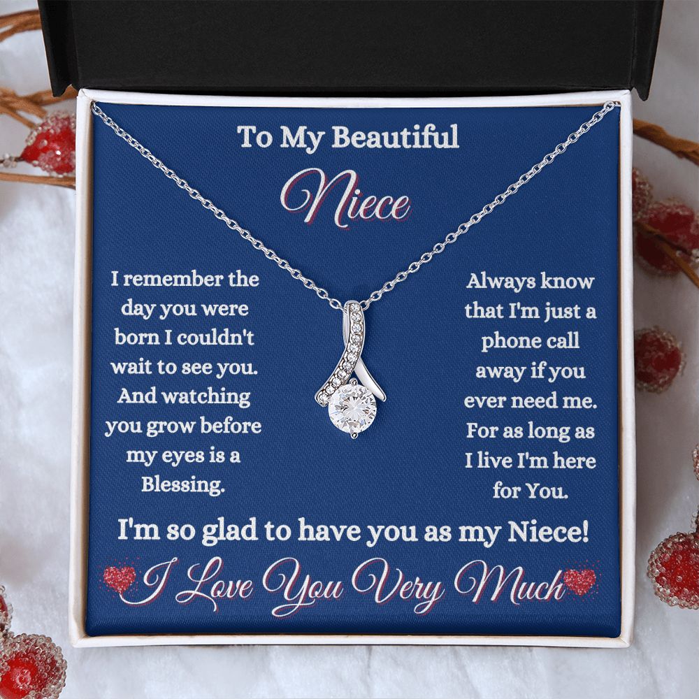 NIECE -TO MY BEAUTIFUL NIECE - ALLURING BEAUTY NECKLACE - (BLUE)