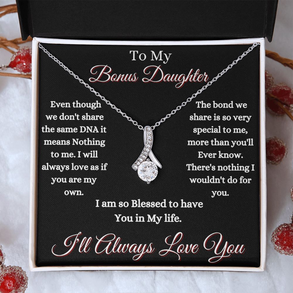 DAUGHTER - TO MY BONUS DAUGHTER - ALLURING BEAUTY NECKLACE - (BLK)