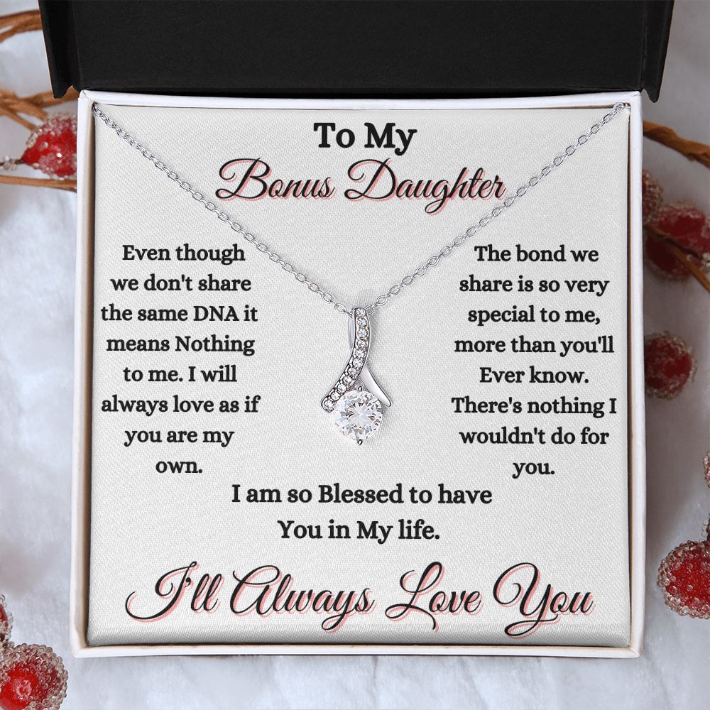 DAUGHTER - TO MY BONUS DAUGHTER - ALLURING BEAUTY NECKLACE - (WHITE)