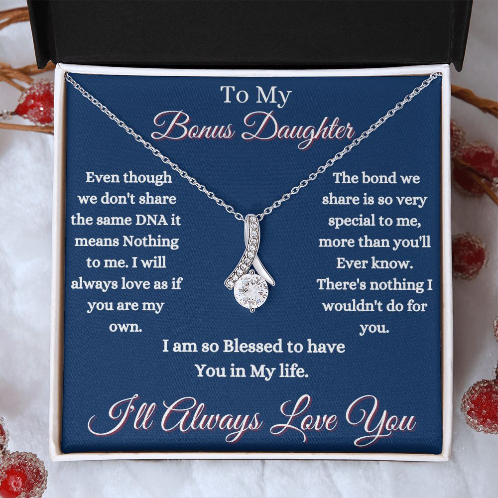 DAUGHTER - TO MY BONUS DAUGHTER - ALLURING BEAUTY NECKLACE - (BLUE)