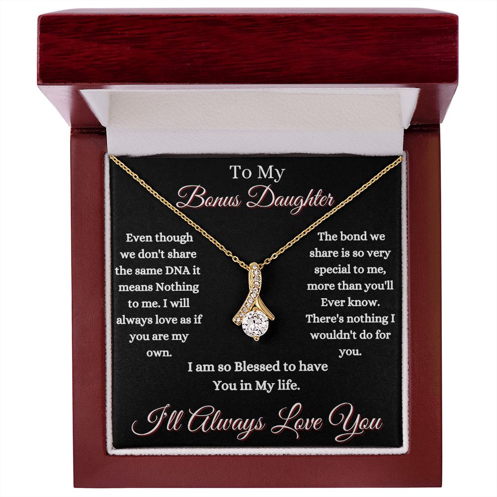 DAUGHTER - TO MY BONUS DAUGHTER - ALLURING BEAUTY NECKLACE - (BLK)