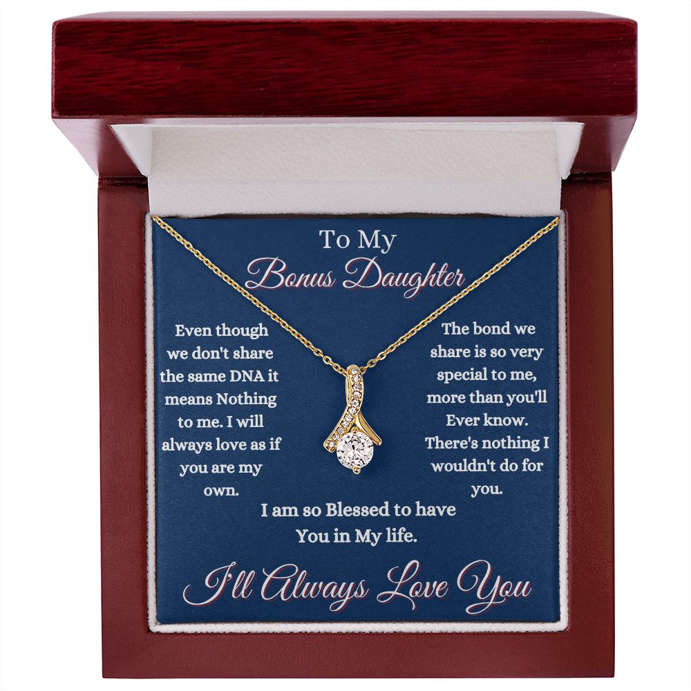 DAUGHTER - TO MY BONUS DAUGHTER - ALLURING BEAUTY NECKLACE - (BLUE)