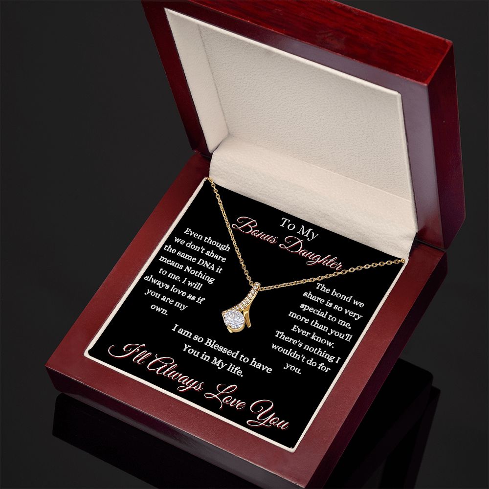 DAUGHTER - TO MY BONUS DAUGHTER - ALLURING BEAUTY NECKLACE - (BLK)