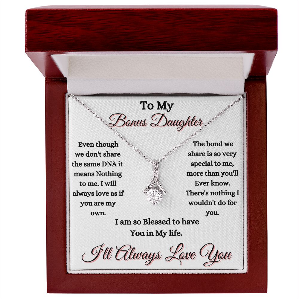 DAUGHTER - TO MY BONUS DAUGHTER - ALLURING BEAUTY NECKLACE - (WHITE)