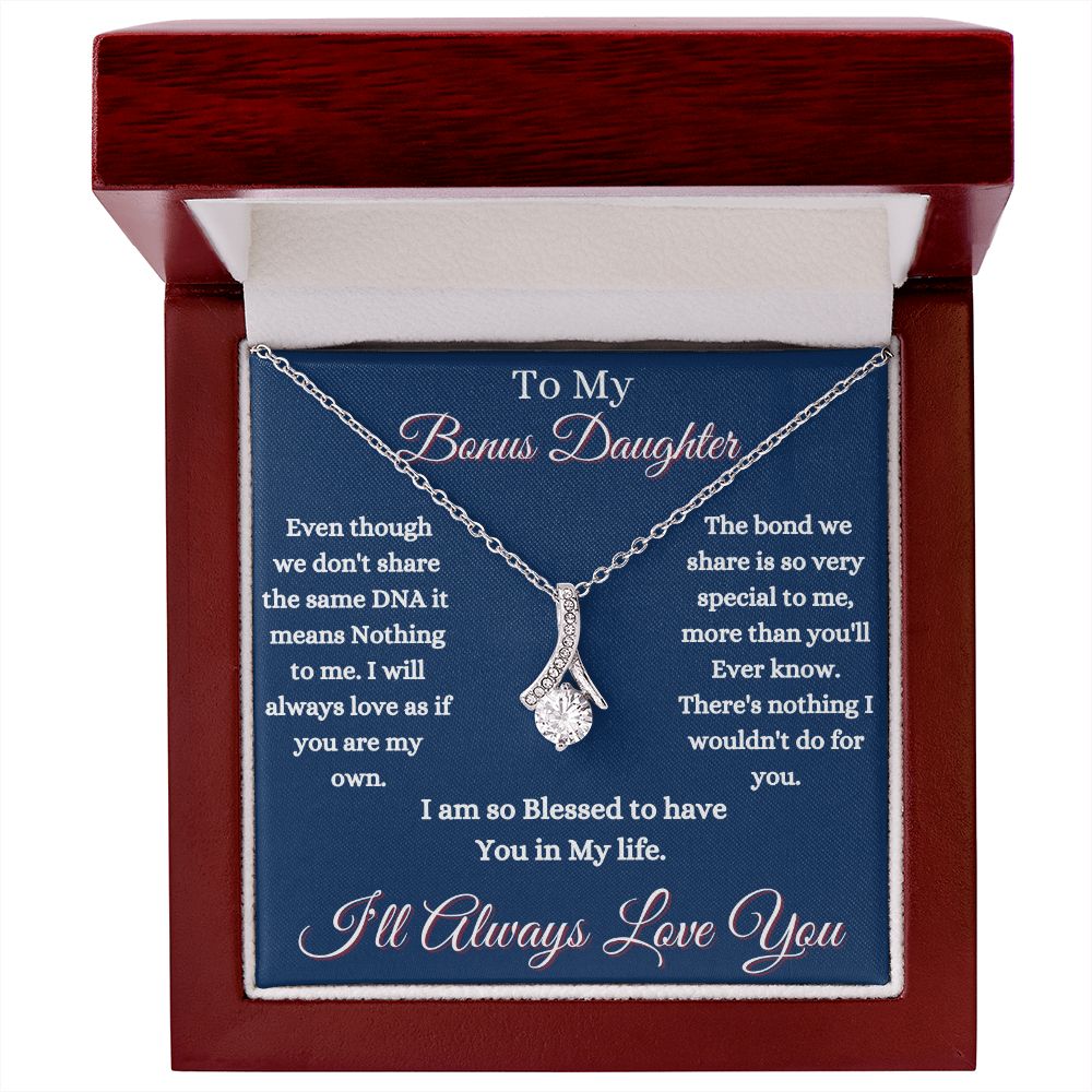 DAUGHTER - TO MY BONUS DAUGHTER - ALLURING BEAUTY NECKLACE - (BLUE)