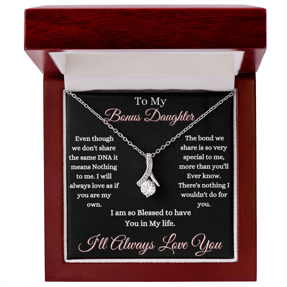 DAUGHTER - TO MY BONUS DAUGHTER - ALLURING BEAUTY NECKLACE - (BLK)