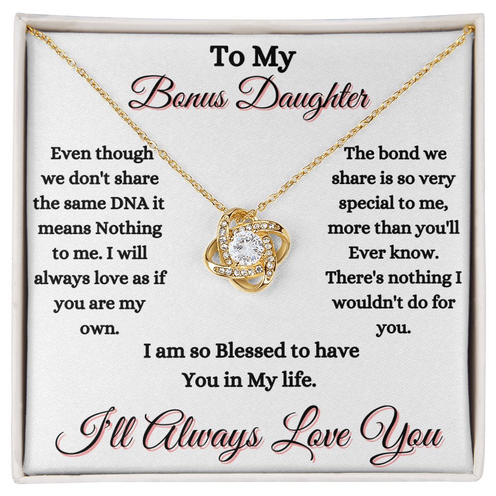 DAUGHTER - TO MY BONUS DAUGHTER - LOVE KNOT NECKLACE (WHITE)