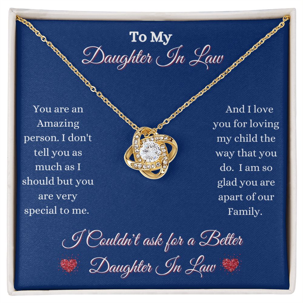 DAUGHTER IN LAW - LOVE KNOT NECKLACE - (BLUE)