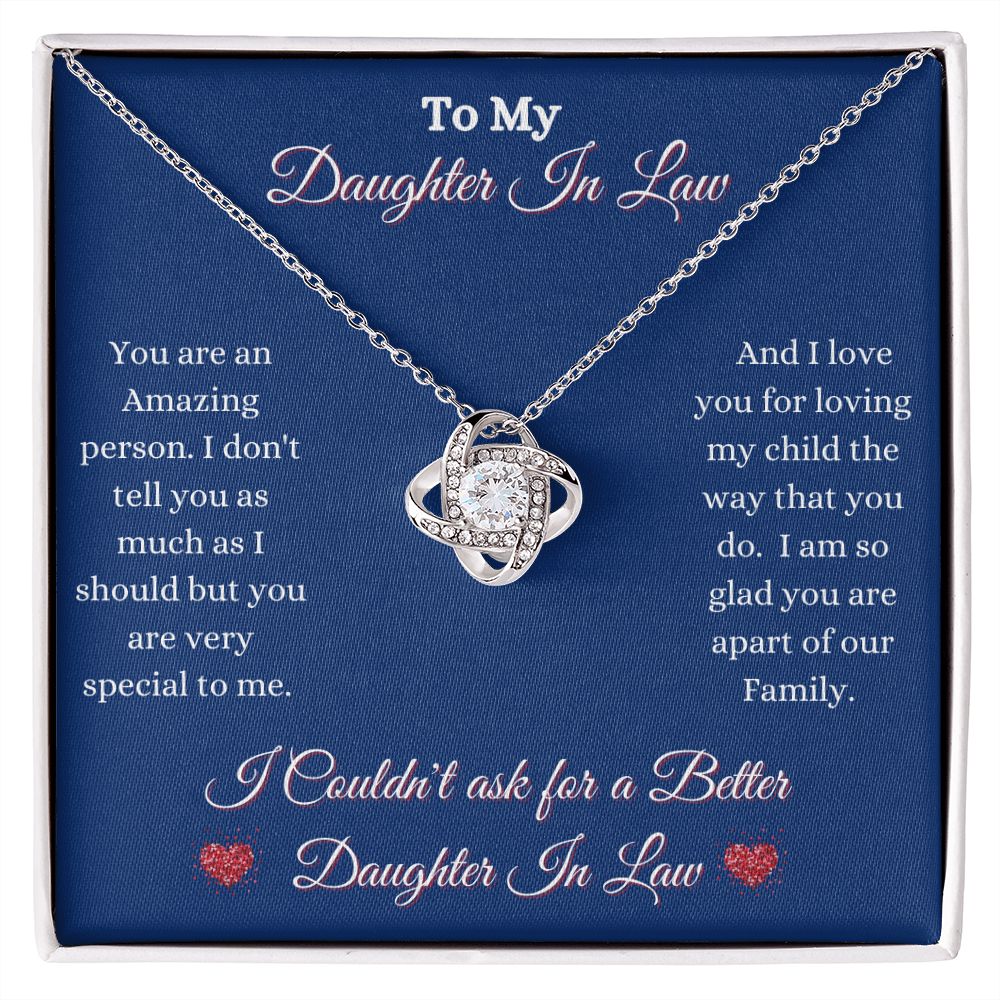 DAUGHTER IN LAW - LOVE KNOT NECKLACE - (BLUE)