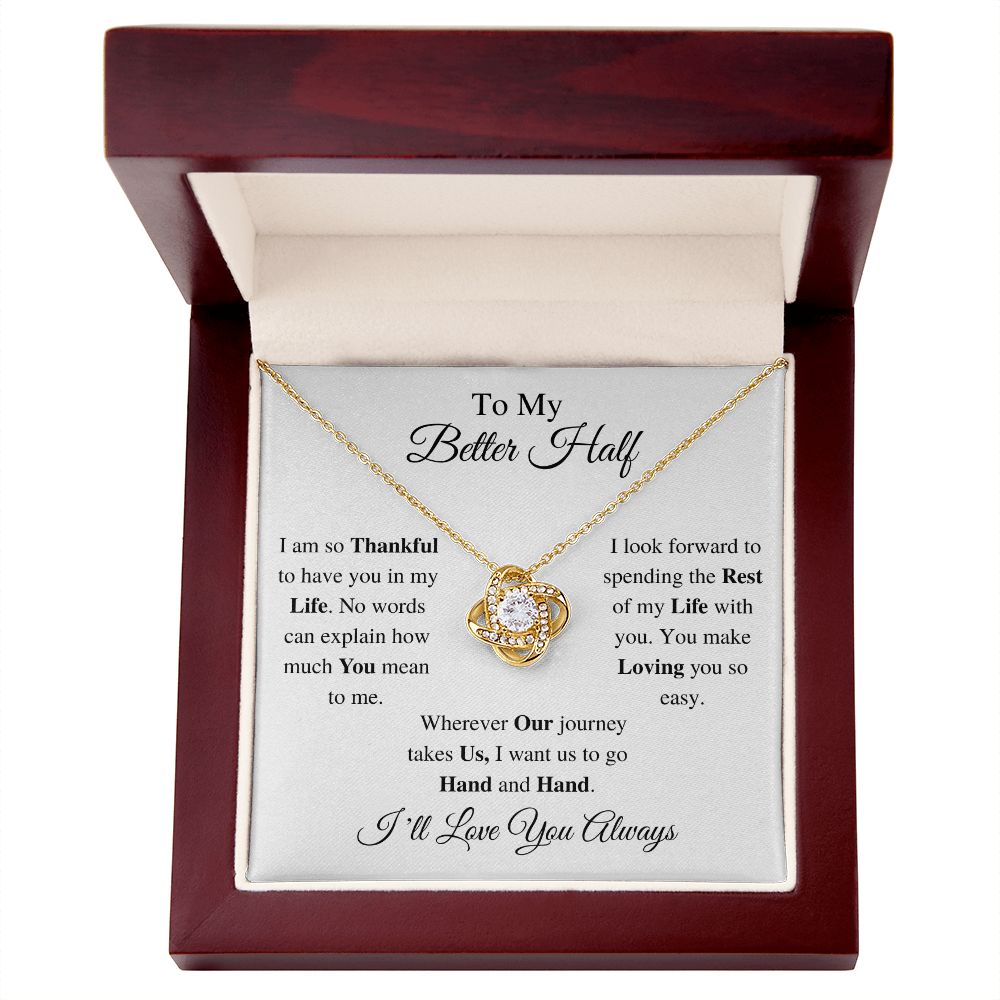 TO MY BETTER HALF - LOVE KNOT NECKLACE - (WHITE)