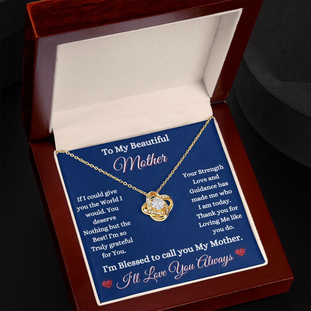 MOTHER - TO MY BEAUTIFUL MOTHER - LOVE KNOT NECKLACE (BLUE)