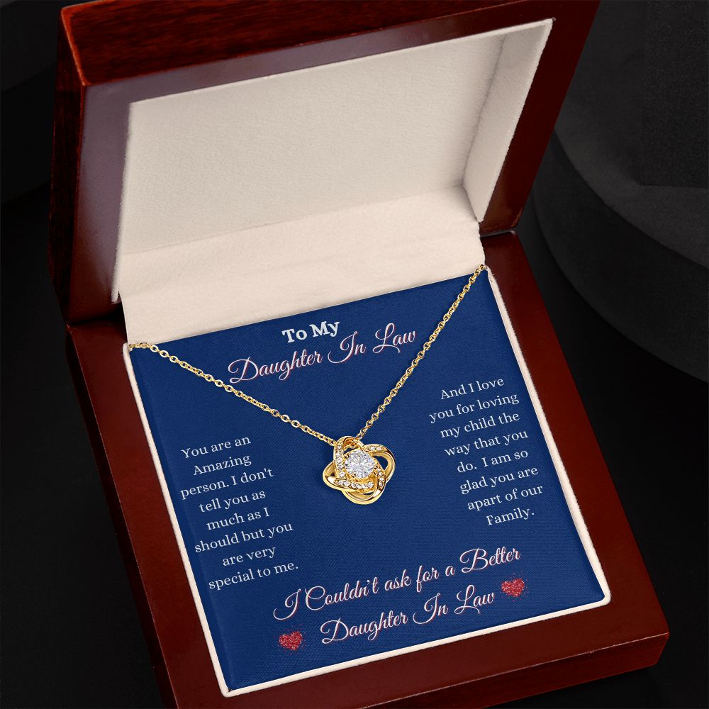 DAUGHTER IN LAW - LOVE KNOT NECKLACE - (BLUE)