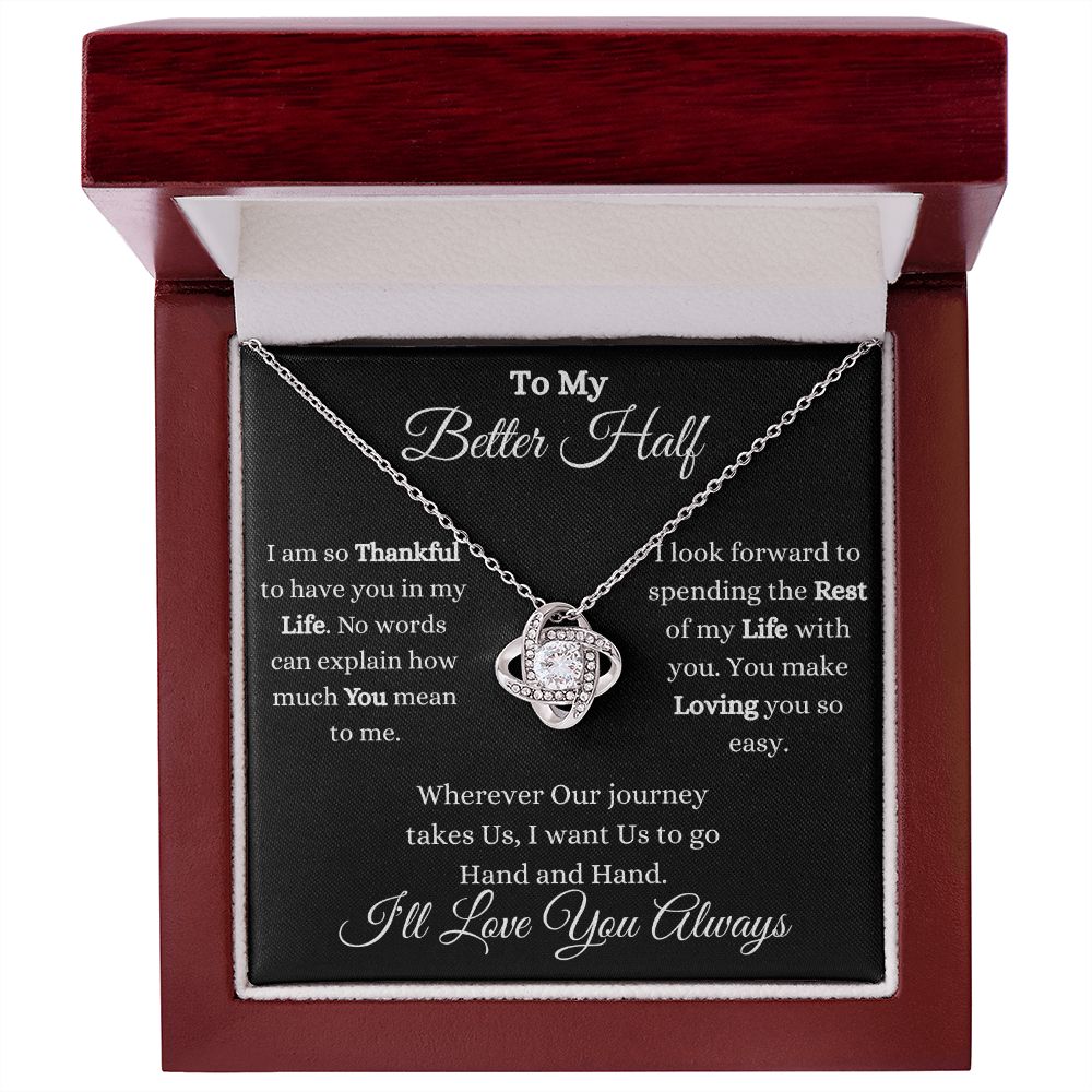 TO MY BETTER HALF - LOVE KNOT NECKLACE - (BLK)