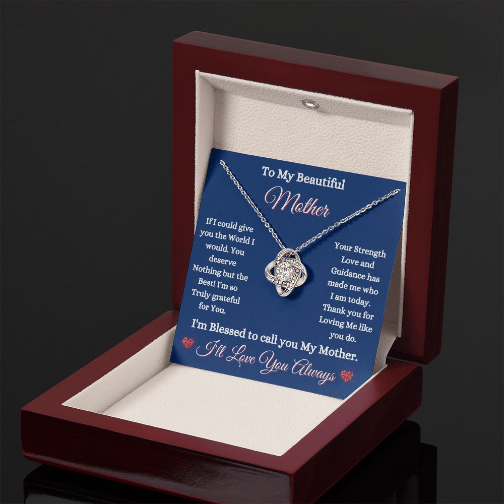 MOTHER - TO MY BEAUTIFUL MOTHER - LOVE KNOT NECKLACE (BLUE)