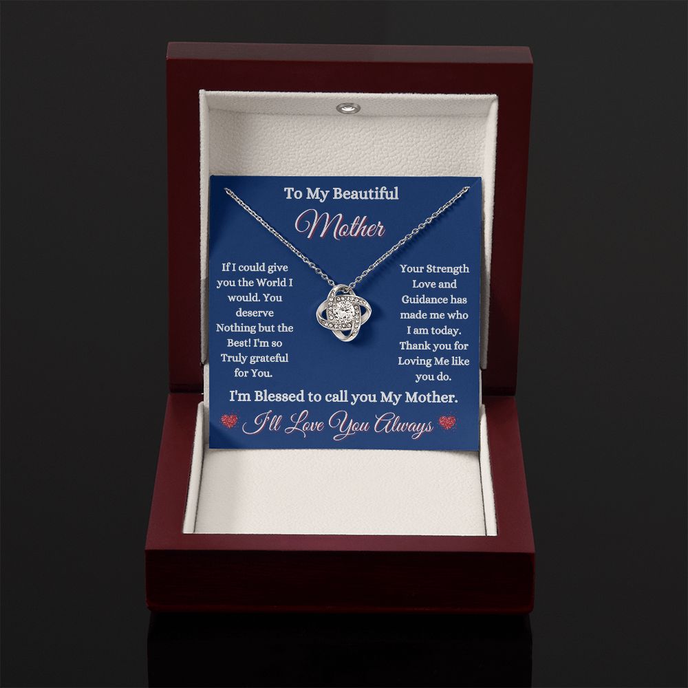 MOTHER - TO MY BEAUTIFUL MOTHER - LOVE KNOT NECKLACE (BLUE)