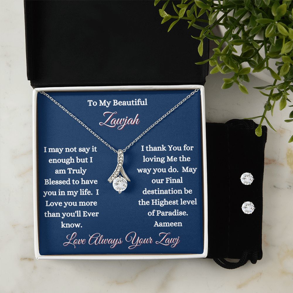 ZAWJAH - ALLURING BEAUTY NECKLACE & EARRINGS - BLUE