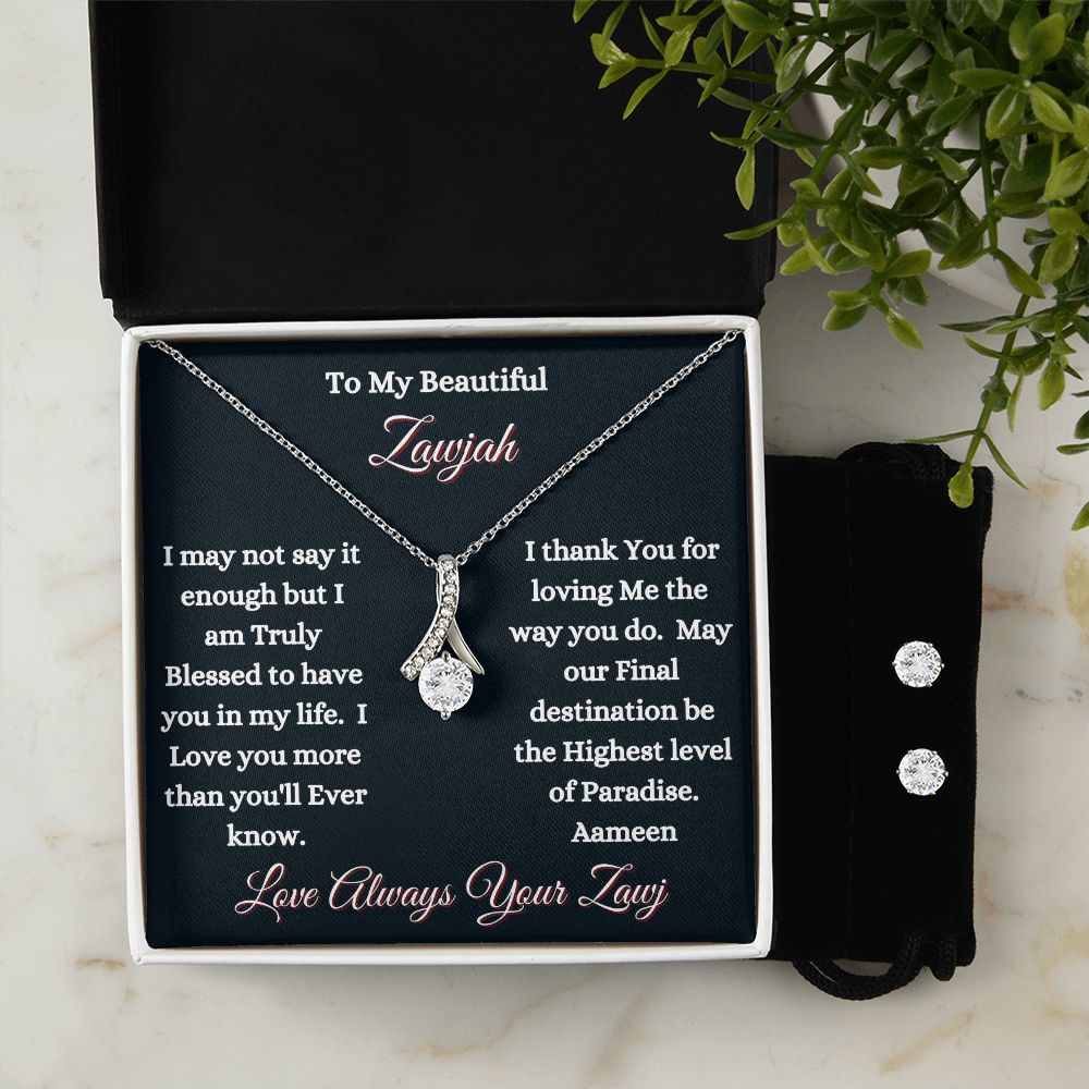 ZAWJAH - ALLURING BEAUTY NECKLACE & EARRINGS - BLK