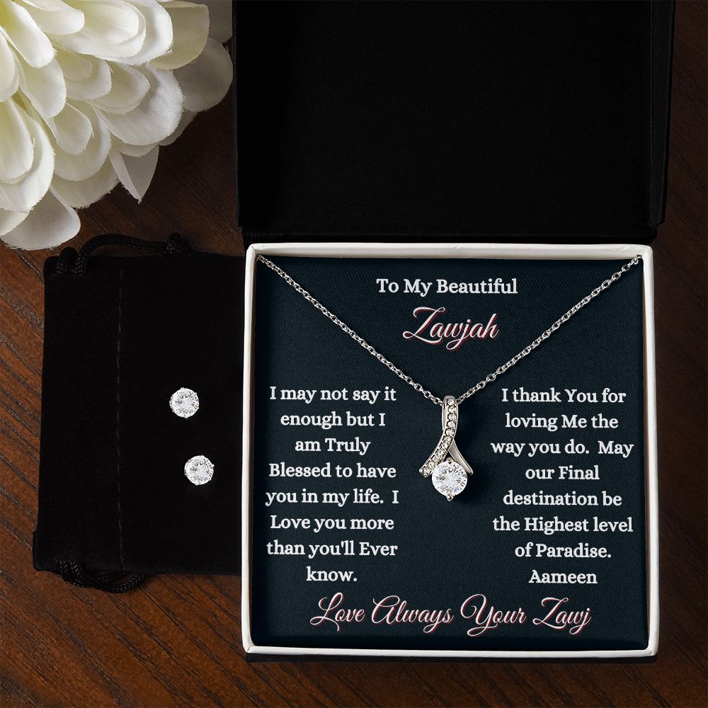 ZAWJAH - ALLURING BEAUTY NECKLACE & EARRINGS - BLK