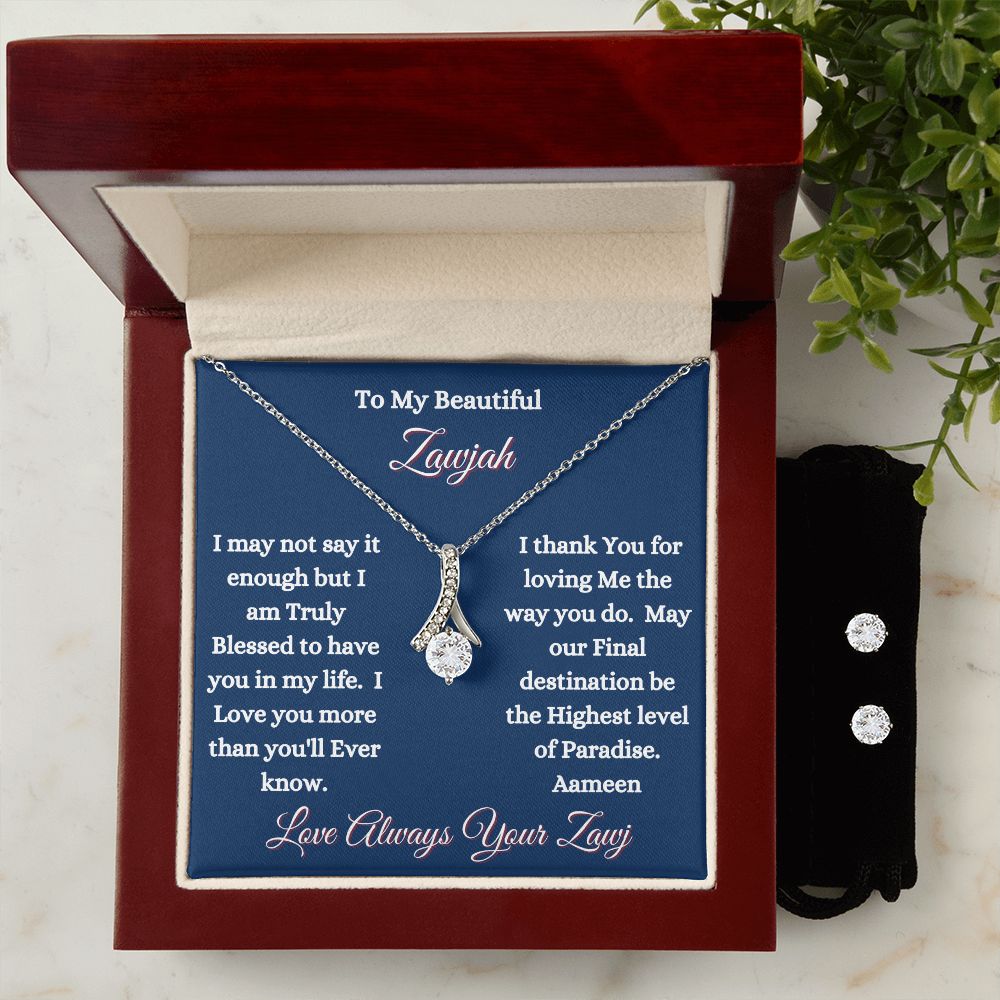 ZAWJAH - ALLURING BEAUTY NECKLACE & EARRINGS - BLUE