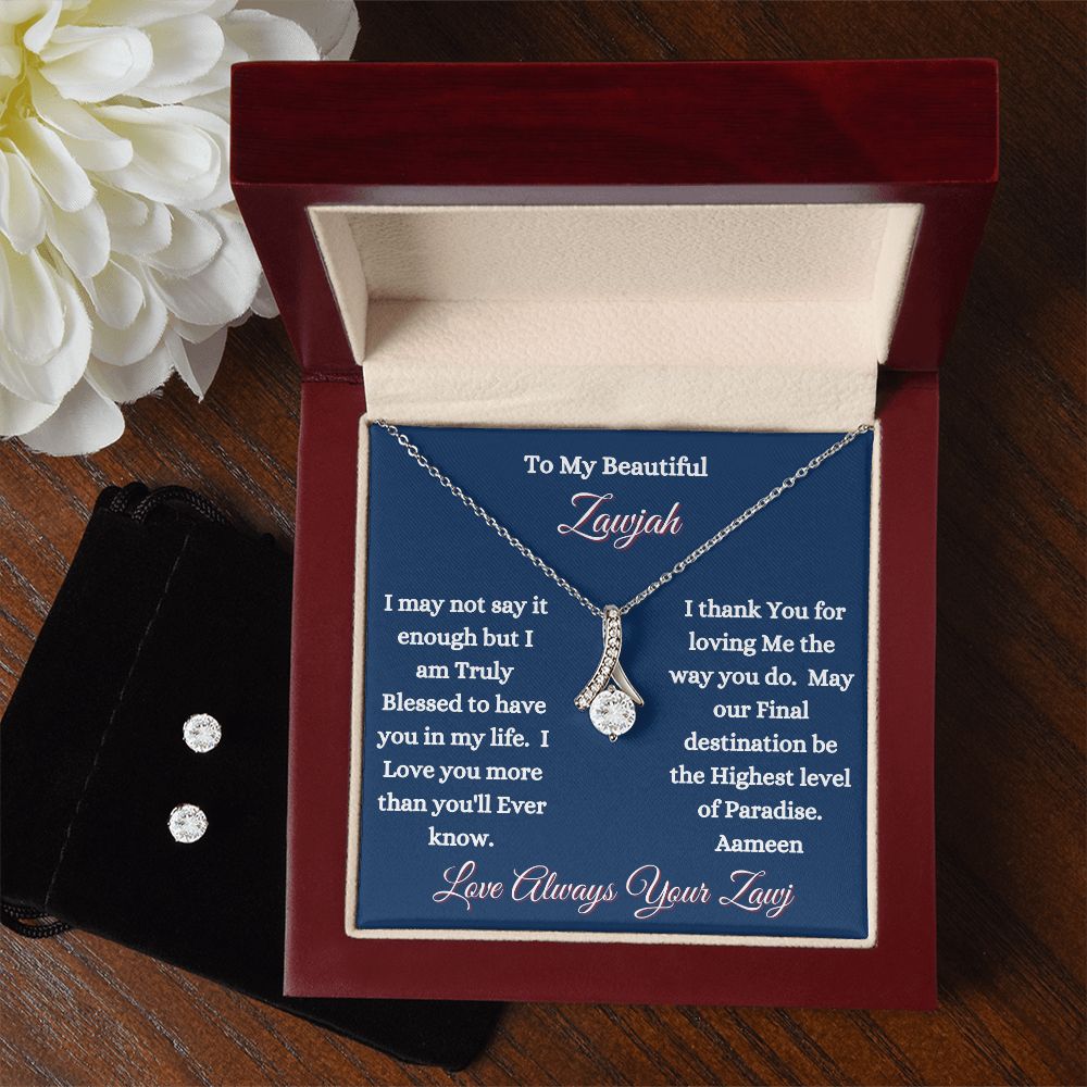 ZAWJAH - ALLURING BEAUTY NECKLACE & EARRINGS - BLUE