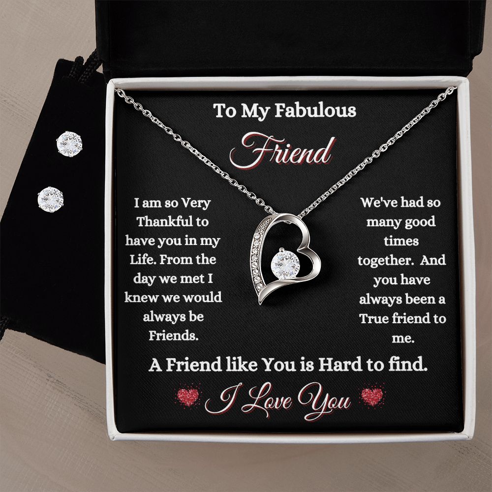 FRIEND - TO MY FABULOUS FRIEND - FOREVER LOVE NECKLACE & EARRINGS (BLK)