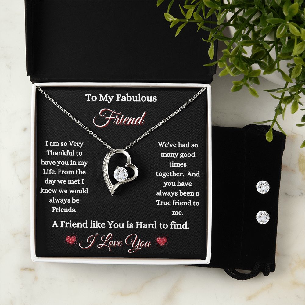 FRIEND - TO MY FABULOUS FRIEND - FOREVER LOVE NECKLACE & EARRINGS (BLK)
