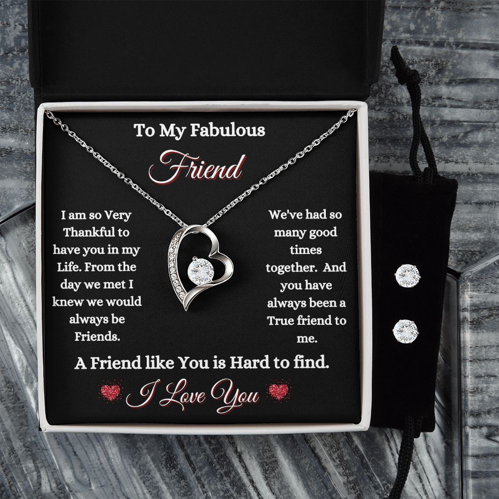 FRIEND - TO MY FABULOUS FRIEND - FOREVER LOVE NECKLACE & EARRINGS (BLK)