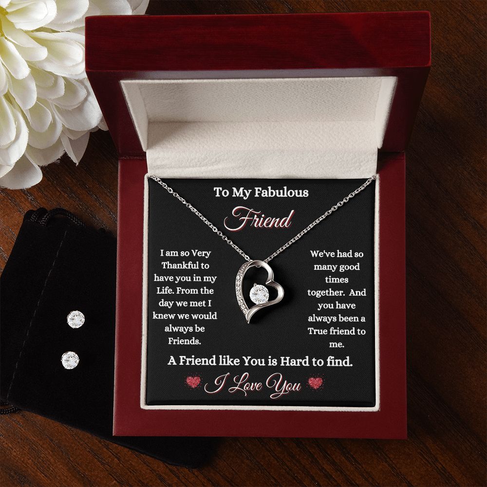 FRIEND - TO MY FABULOUS FRIEND - FOREVER LOVE NECKLACE & EARRINGS (BLK)