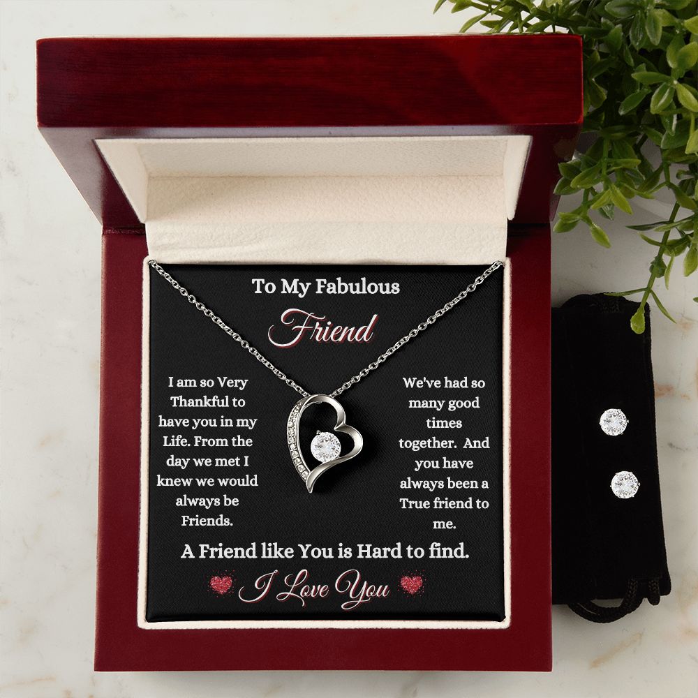 FRIEND - TO MY FABULOUS FRIEND - FOREVER LOVE NECKLACE & EARRINGS (BLK)