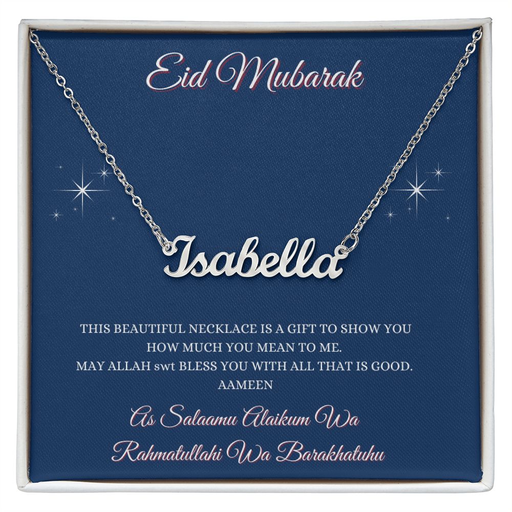 EID MUBARAK - PERSONALIZED NAME NECKLACE - BLUE