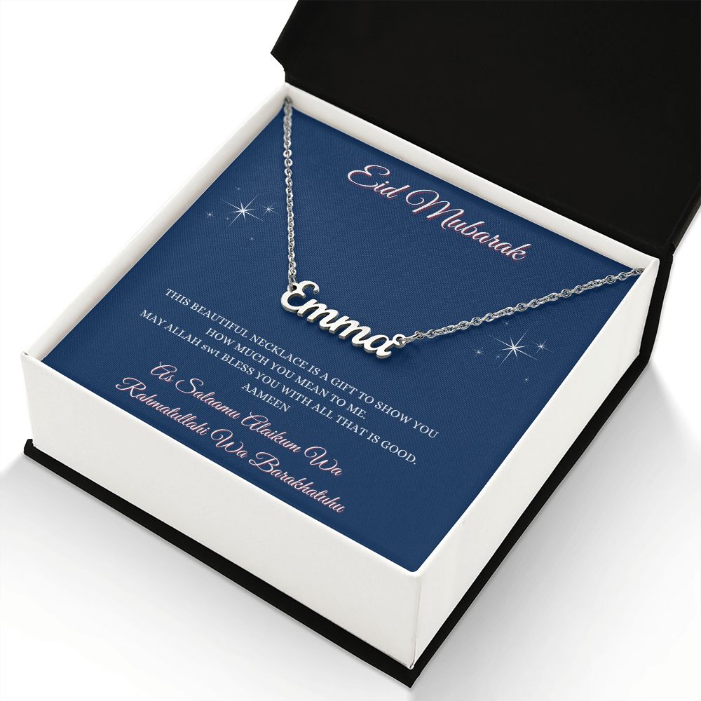 EID MUBARAK - PERSONALIZED NAME NECKLACE - BLUE