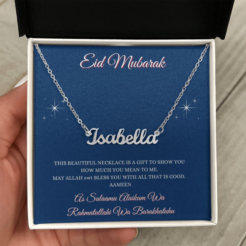 EID MUBARAK - PERSONALIZED NAME NECKLACE - BLUE