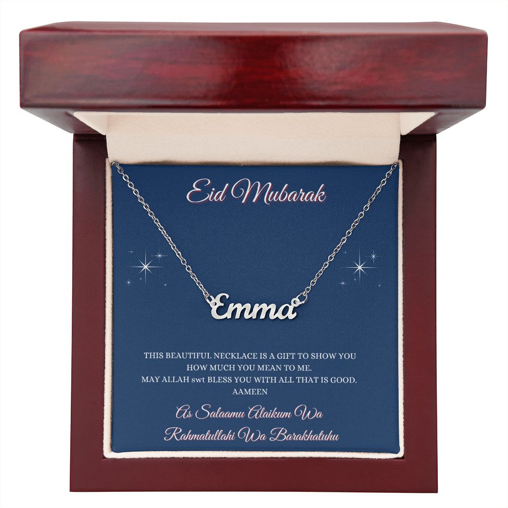 EID MUBARAK - PERSONALIZED NAME NECKLACE - BLUE
