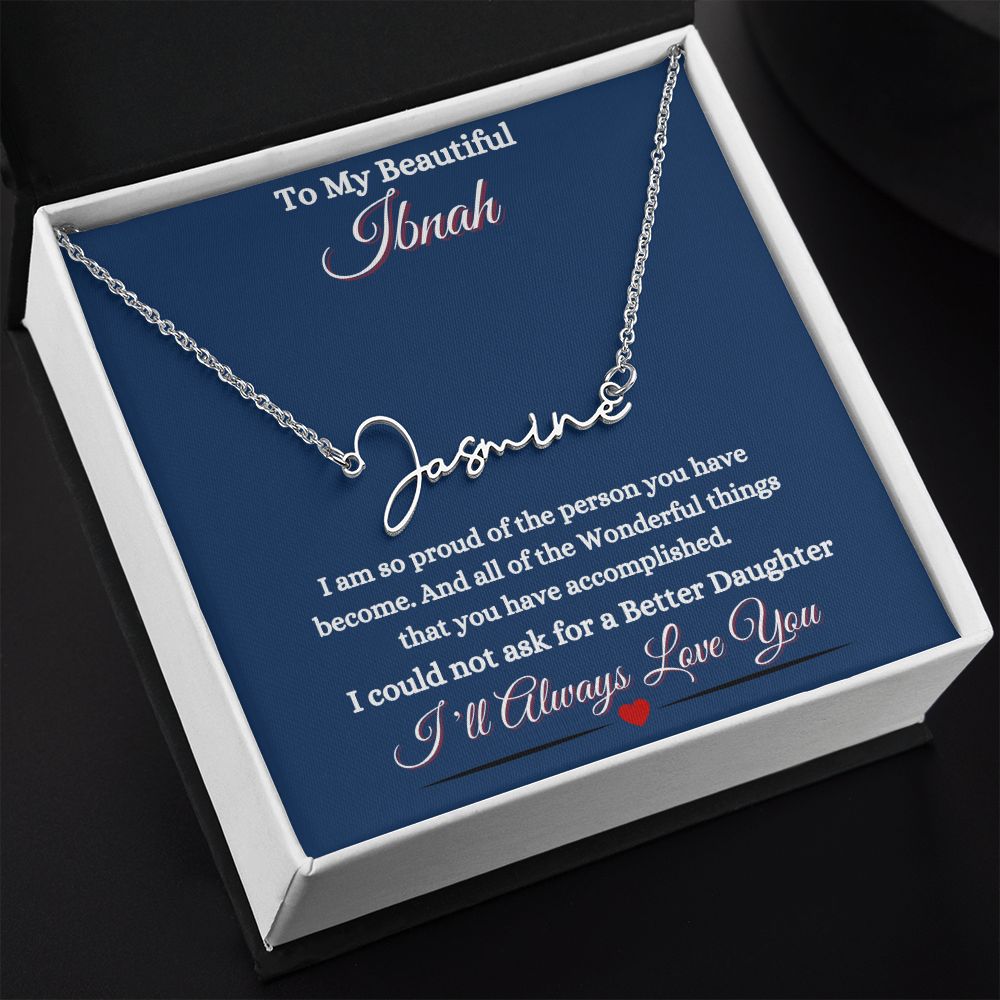 IBNAH/DAUGHTER - SIGNATURE STYLE NAME NECKLACE - BLUE